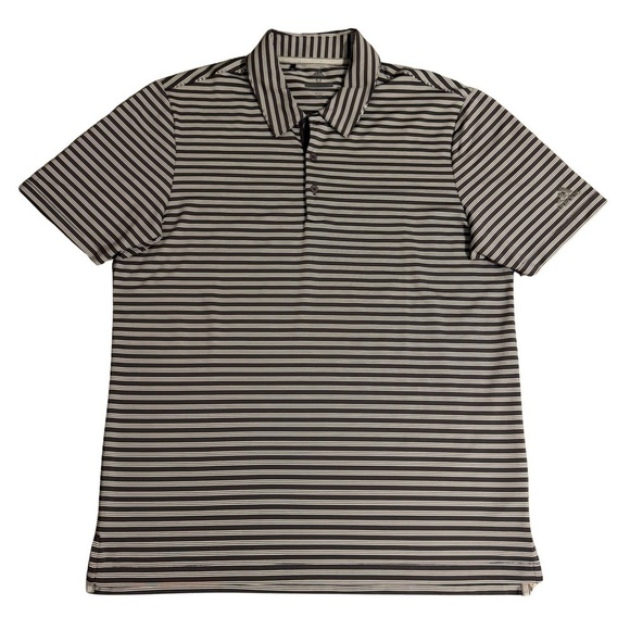 ADIDAS Golf Polo Shirt Men’s Medium Gray Striped - Picture 1 of 6